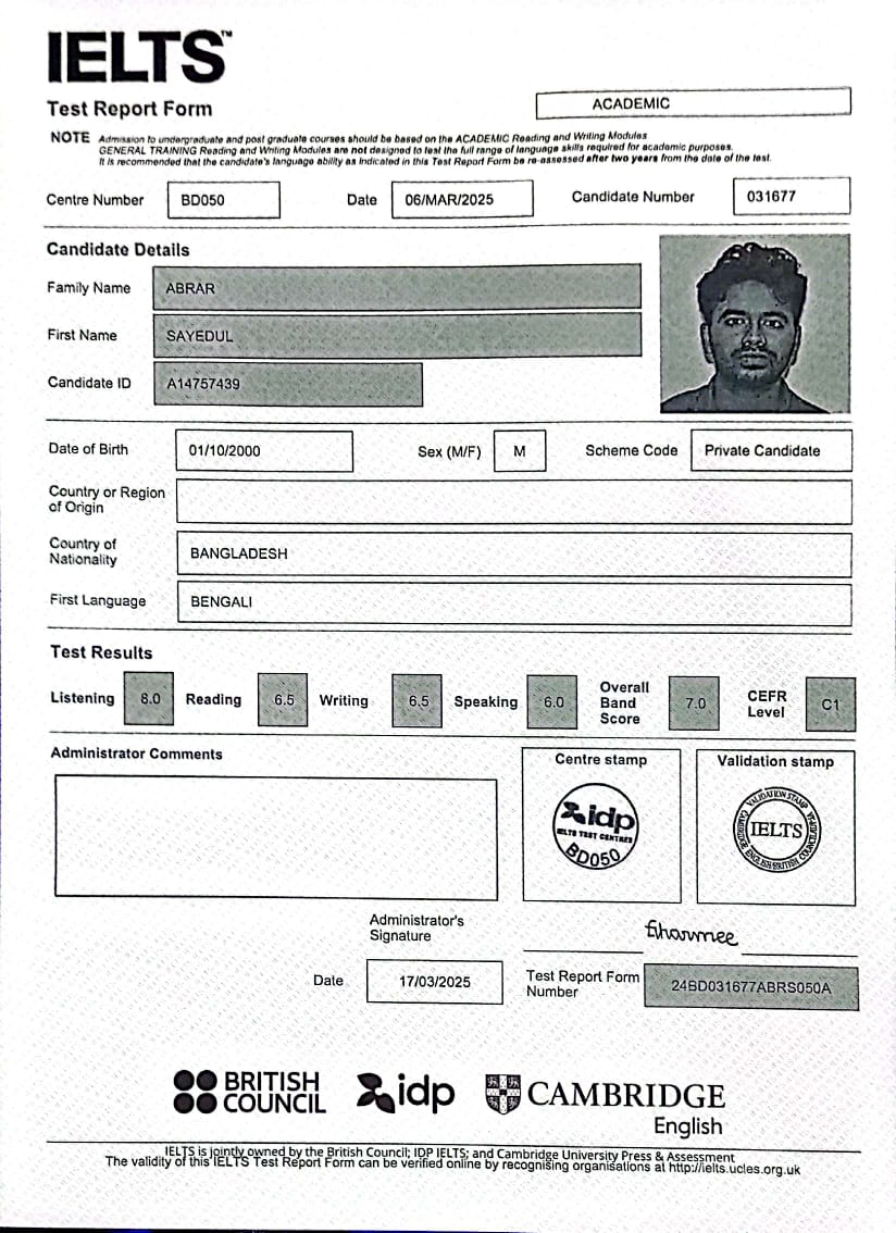 IELTS Certificate